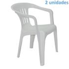 Kit 2 cadeiras plastica monobloco com bracos atalaia branca tramontina