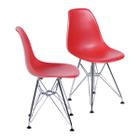 Kit 2 Cadeiras Pp Vermelha Base Cromada - Or Design