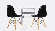 Kit 2 Cadeiras Preta Eames Eiffel + Manicure De Mesa Branca