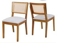 Kit 2 Cadeiras Prime Wood com Assento Estofado Facto e Encosto de Tela Rattan Natural