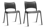 Kit 2 cadeiras prisma iso fixa desmontável empilhavel para - recepçao sala de espera cor preta ... fase uma compra por cada kit
