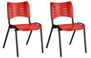 Kit 2 cadeiras prisma iso fixa desmontável empilhavel - recepção - sala de espera - cor vermelha