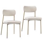 Kit 2 Cadeiras Sala de Jantar Linho Sintético Design aço Carbono Lavinia Areia/Champanhe - Salaone