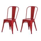 Kit 2 Cadeiras Tolix Iron Design Vermelha Aço Industrial Sala Cozinha Jantar Bar