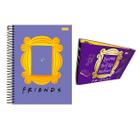 Kit 2 Caderno 200 Folhas e Fichário Friends Escolar Juvenil