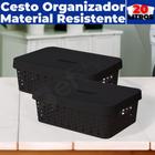 Kit 2 Caixas Cestos Organizadores C/ Tampa Armário Gaveta Lavanderia 20L (46X34) - Usual Utilidades