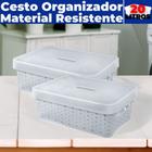 Kit 2 Caixas Cestos Organizadores C/ Tampa Armário Gaveta Lavanderia 20L (46X34) - Usual Utilidades