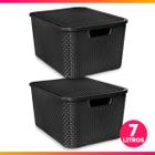 Kit 2 Caixas organizadoras com tampa 7 litros - Rattan - Arqplast