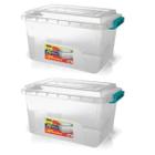 Kit 2 Caixas Organizadoras Transparente Tampa E Travas 19 L - Ercaplast