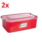 Kit 2 caixas plásticas organizadoras vermelhas com tampa de 30 litros