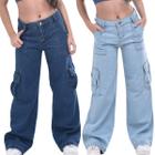 Kit 2 Calça Cargo modinha premium infantil juvenil jeans escola