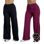 Kit 2 Calça Feminina Wide Leg Pantalona Cintura Alta - KIT 2 ANGÉLICA PRETO E VINHO