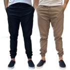 Kit 2 Calça Jogger Masculina Jeans Sarja Com Punho Elástico