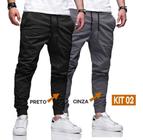 Kit 2 Calça Jogger Sarja Masculina Com Punho Elástico Premium