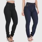 Kit 2 Calças Feminina HNO Jeans Skinny Classic Preta e Azul Marinho