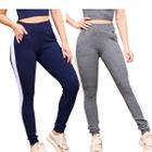 Kit 2 Calças Feminina Jogger Listrada Crepe Slim Fit