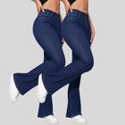 KIT 2 Calças Flare Jeans Feminina Boca de Sino Cintura Alta Modeladora Confort