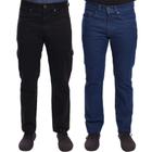 Kit 2 Calças Jeans R7Jeans Masculina Modelo Tradicional e Cargo Cintura Alta 100% Algodão
