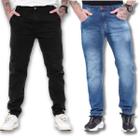 Kit 2 Calças Jeans Skinny Masculina Com Lycra Basica Premium