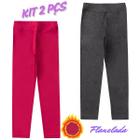 Kit 2 Calças Legging Flanelada Infantil Juvenil Menina Térmica Leg Suplex (Cotton) Peluciado Forrado Quentinha Inverno Tamanho 4 ao 16