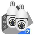 Kit 2 Câmera De Segurança Lâmpada Wifi Prova Dagua Infravermelho Interna Externa Cor Branco - Camera, Giratória, 360