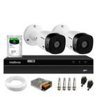 Kit 2 Câmeras Bullet HD 720p VHL 1120 B Infra 20m HDCVI + DVR Gravador de Video Inteligente Intelbras MHDX 1204 4 Canais + HD 1TB