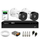 Kit 2 Câmeras Bullet IR VHD 1220 B Full HD 1080p DVR Gravador Intelbras MHDX 1204 4 Canais 1TB SKY