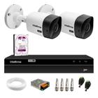 Kit 2 Câmeras Bullet VHC 1120 B HDCVI HD 720P IP66 Visão Noturna 20M Intelbras + DVR MHDX 1204 com 4 Canais Multi HD Intelbras + HD 2TB Purple