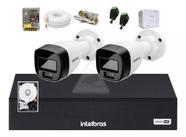 Kit 2 Cameras de Seguranca Intelbras 3220 Full Color C/ Audio, Dvr 4ch C/ Hd 500gb