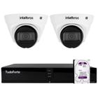 Kit 2 Câmeras Dome VLP 1230 D IP Full HD 1080p IP67 IR 30m Intelbras + DVR Tudo Forte TFHDX 3304 4 Canais + HD 1TB Purple - Intelbras e Tudo Forte