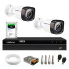 Kit 2 Câmeras Full HD 1080p Tudo Forte + DVR Gravador de Video Intelbras MHDX 1204 4 Canais + HD 1TB