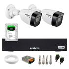 Kit 2 Câmeras Intelbras VHD 1130 B HD 720p Visão Noturna 30m Resistente à Chuva IP67 + Dvr Intelbras MHDX 1104-C 4 Canais + HD 1TB BarraCuda