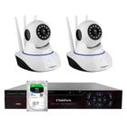 Kit 2 Câmeras Robô IP Wifi HD 720p Com áudio e Visão Noturna Tudo Forte + DVR Gravador TFHDX 3304 4 Canais + HD 2TB Skyhawk