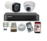 Kit 2 Cameras Segurança 720p Hd Dvr Hikvision 4ch Alta Resolução c/Acessórios + hd 500gb