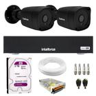 Kit 2 Câmeras Segurança Black Full HD 1080p Infra 20M DVR Intelbras MHDX 3004 4 Canais 2TB Purple