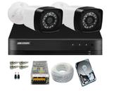 Kit 2 Cameras Segurança Full Hd 1080p 2mp Dvr Hikvision 4ch Alta Resolução c/ Acessórios + Hd 160gb