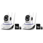 Kit 2 Câmeras Tudo Forte Robô Wireless 3 Antenas HD 720p com Áudio e Função Babá Eletrônica Visão Noturna de 10 Metros + cartão de memória de 128 GB - Generica