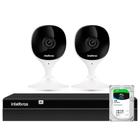 Kit 2 Câmeras Wi-Fi iMx C Intelbras e Inteligência Artificial Branca + Gravador Digital de Vídeo Intelbras NVR NVD 1404 4 Canais + HD SkyHawk 1TB