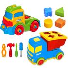 Kit 2 Caminhões de Brinquedo para Bebês Educativos de Montar e Encaixar Peças Usual