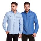 Kit 2 Camisas Jeans Social Masculina Manga Longa