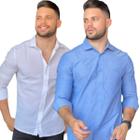 Kit 2 Camisas Social Masculina Slim Manga Longa Luxo Premium Moda Estilosa Tradicional Coloridas Algodão e Poliester