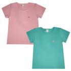 Kit 2 Camiseta Blusinha Babylook T-shirt Básica Menina Algodão + Cotton Manga Curta Infantil Juvenil Lisa Roupa Verão Feminina Criança