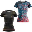 Kit 2 Camiseta Feminina Fitness Academia Blusa Caminhada Treino Musculação Ciclismo