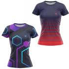 Kit 2 Camiseta Feminina Fitness Academia Blusa Caminhada Treino Musculação Ciclismo