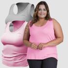 Kit 2 Camiseta Feminina Plus Size 100% Algodão Basica Lisa