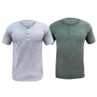 Kit 2 Camiseta Henley Masculina Camisa Botões Gola Portuguesa Premium Gola Padre Slim