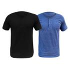 Kit 2 Camiseta Henley Masculina Camisa Botões Gola Portuguesa Premium Gola Padre Slim