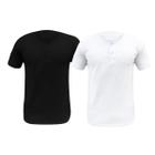 Kit 2 Camiseta Henley Masculina Camisa Botões Gola Portuguesa Premium Gola Padre Slim