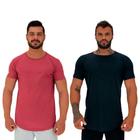 Kit 2 Camiseta Longline MXD Conceito Slim Cores Básicas e Mescladas Lisas