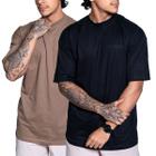 Kit 2 Camiseta Oversized Camisa Masculina Gola Alta Lisa Basic Streetwear Trap Hip Hop